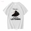 Собака Черный русский терьер Я слышу тебя Не слушаешь Футболка с длинным или коротким рукавом винтажная Выстиранный топ для повседневной носки