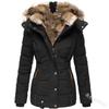 Women's Winter Warm Fur Collar Zipper Slim Long Sleeve Hooded Jacket