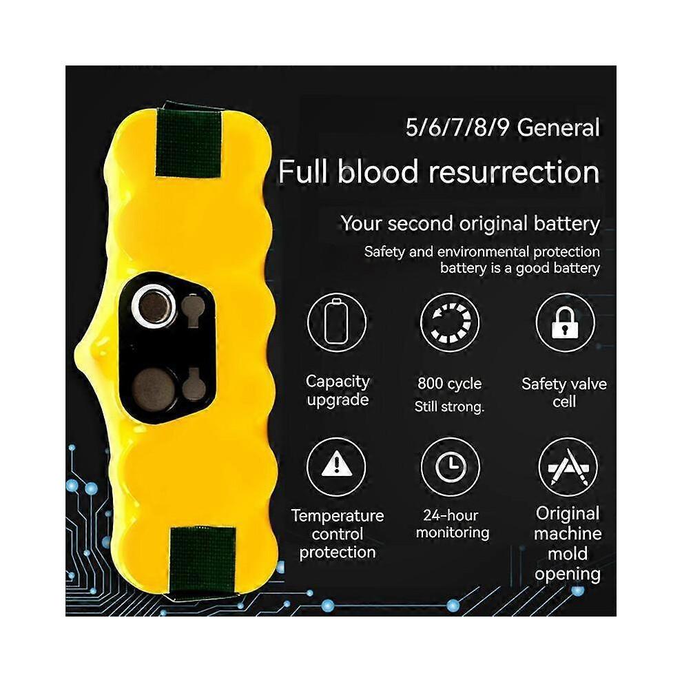14.4V 6000MAh Robot Vacuum Cleaner Battery for 500 600 700 800 900 Series 620 650 770 780 580 Batte less