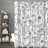 Black and White Floral Shower Curtain, Bathroom Decorative Shower Curtain, Waterproof Shower Curtain with Hooks