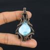 Larimar Pendant Gemstone Jewelry, 999 Copper Wire Wrapped Pendant, Handmade Jewelry Birthstone Pendant, Gift For Him
