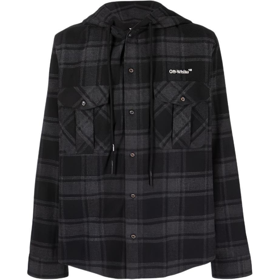 OFF WHITE Клетчатая рубашка с капюшоном Arrows OMGA225C99FAB0010701