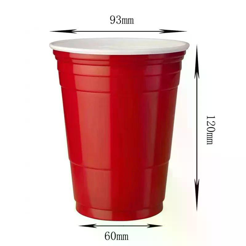 10Pcs 450ml Colorful Disposable Plastic Beer Pong Cups for Party Bar Game Supplies