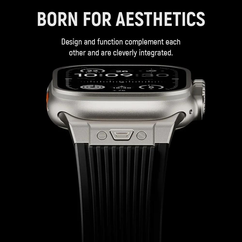 Силиконовый спортивный ремешок для Apple Watch Ultra 2/1 49мм Series 10 9 8 7 46мм 45 44 Резиновый ремешок для iWatch 6 5 4 3 Se 44мм 42мм