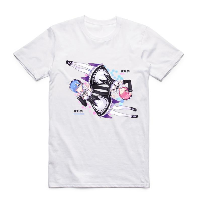 2019Fashion Unisex Print Re:Zero REM Anime T Shirt O-Neck Short Sleeve Summer Re:Life In A Different World From Zero Unisex Top Tee