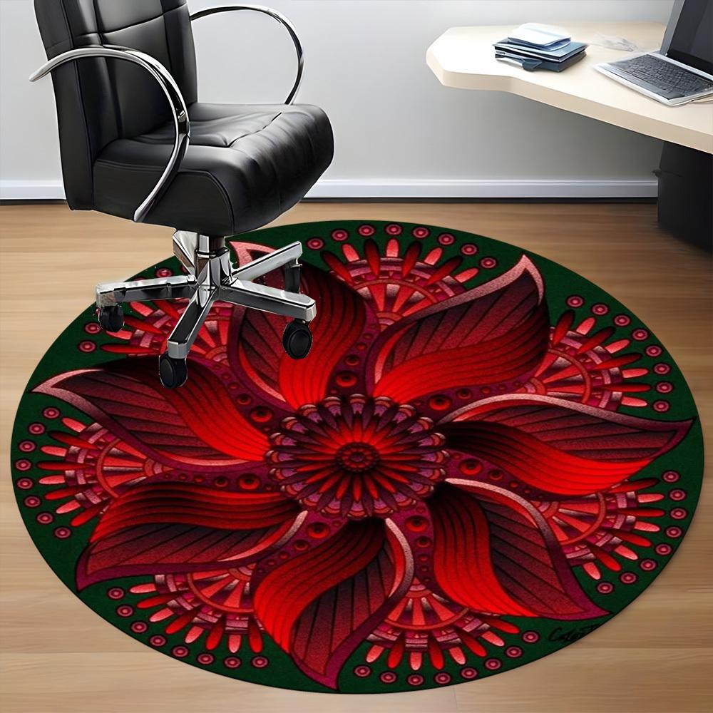 1pc Floral Mandala Chair Carpet for Office, Soft Flannel Throw Mat, Perfect for Office,Holiday Party Decoration Choice yy251113162