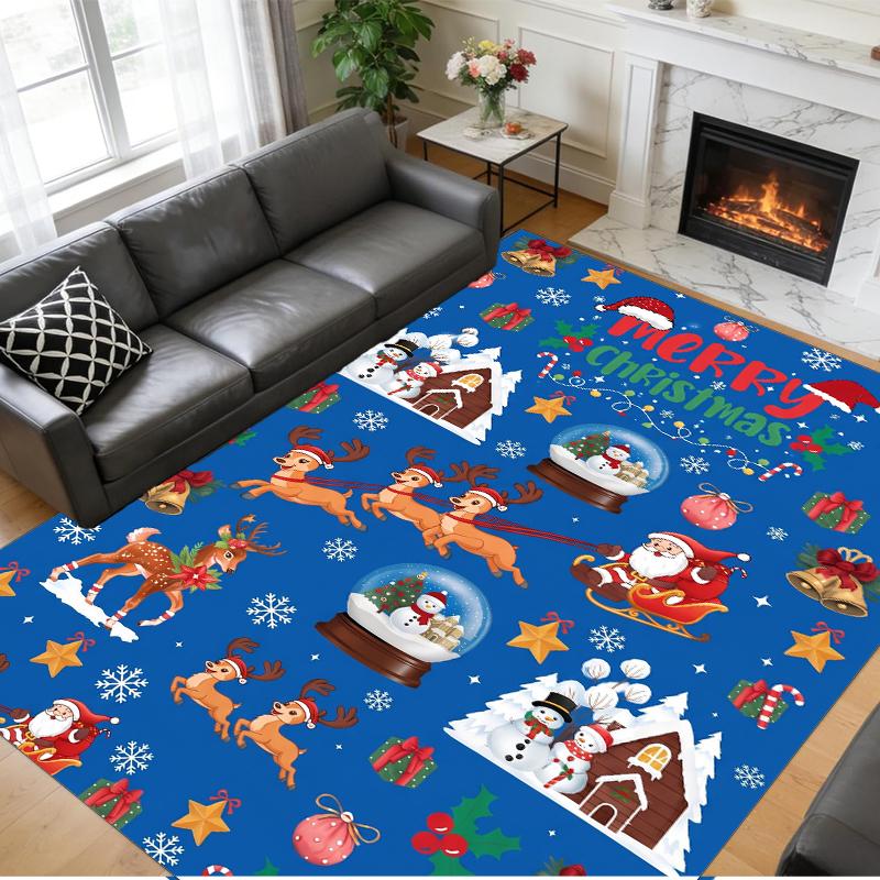 Christmas Printed Square Area Rug Soft Non Slip Floor Carpet For Bedroom Holiday Gift