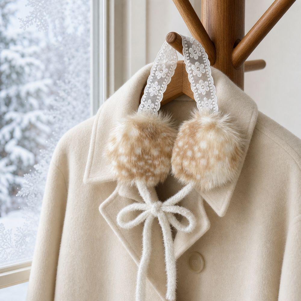 Мягкий чехол на ухо, морозостойкие наушники, кружевной дизайн, плюшевые наушники, мягкие кружевные наушники, зимний сезон