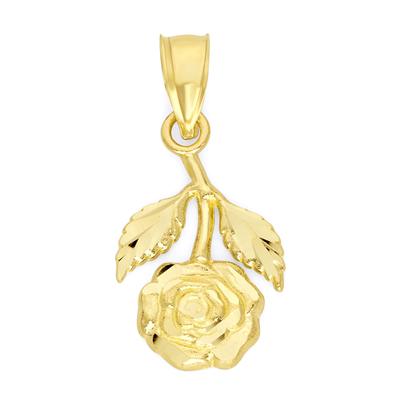 Ice on Fire Jewelry 10K Настоящее Сплошное Золото Подвеска-Роза, Изящный Цветочный Шарм, Романтичный Подарок-Украшение