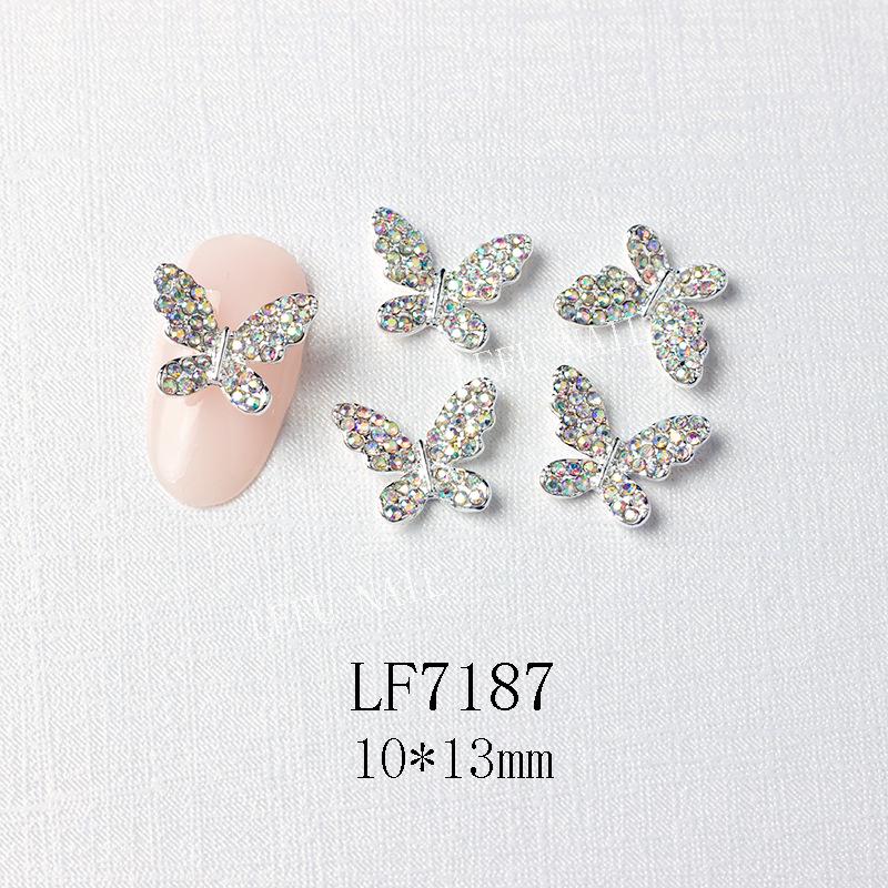 3D Metal Butterfly Nail Art Decorations with Mini Rhinestones