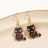 Creative New Earrings, Cartoon Cute Black and White Love Cat Oil Earrings, Fun Animal Accessories