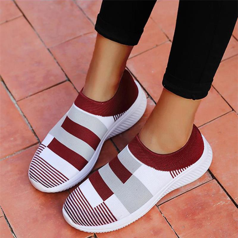 Women Shoes Mix Color Summer Shoes Casual Sneakers Women Elastic Breathe Sport Sneaker Female Flat Shoes Sports Tennis For Lady