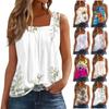 Женская мода повседневная плиссированная жилетка без рукавов с квадратным воротником и принтом летняя футболка