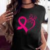 Pink Ribbon Heart Print Women T Shirt Short Sleeve O Neck Loose Women Tshirt Ladies Tee Shirt Tops Camisetas Mujer