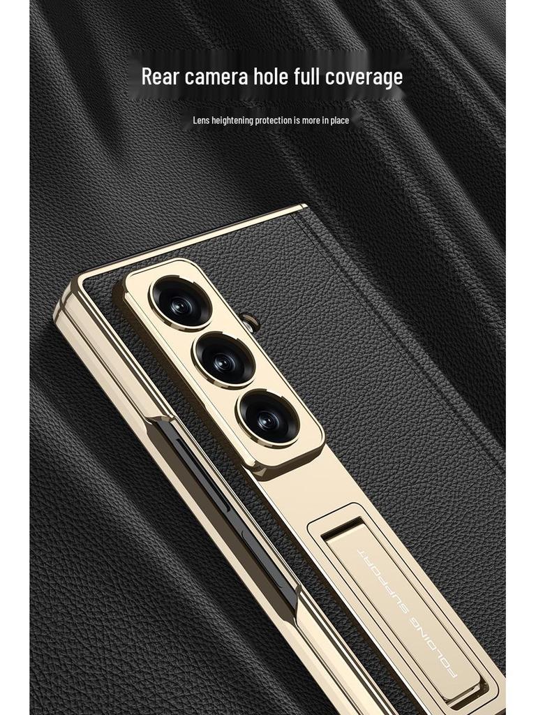 Samsung Z Fold7 Магнитный чехол из гальванизированной кожи с подставкой - Защитный чехол от падений