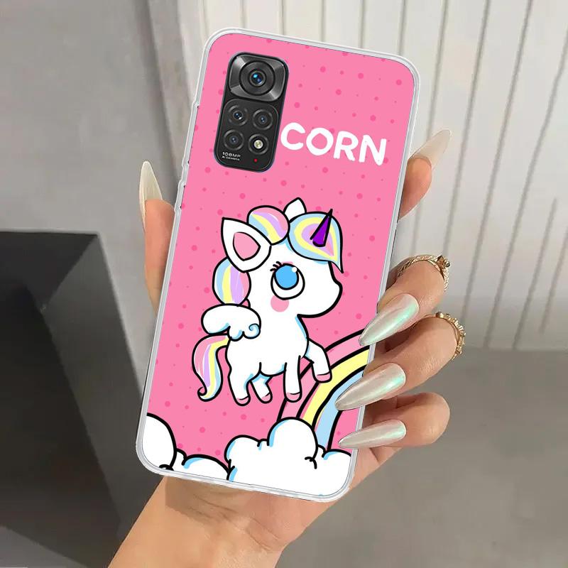 Pink Unicorn Rainbow Phone Case for Xiaomi Redmi Note 15 14 14S 13 12S 12 Pro 11S 11 Plus 11T 11E 10S Soft Funda Print Shell Red