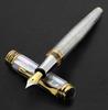 Handcrafted Xezo Maestro Solid 925 Sterling Silver and Pearl Serialized Medium Fountain Pen with Marine Origin White Mother of 18K Gold Inheritance