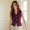 Women's Summer V Neck Vest Button-up Sleeveless Suit Jacket Waistcoat Casual Business Blazer Vest Top