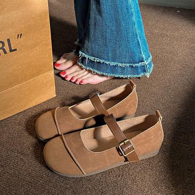 Туфли Мэри Джейн в стиле ретро с одним словом, женские туфли на плоской подошве, осень 2024 года, новые удобные и универсальные туфли для бабушек на мягкой подошве