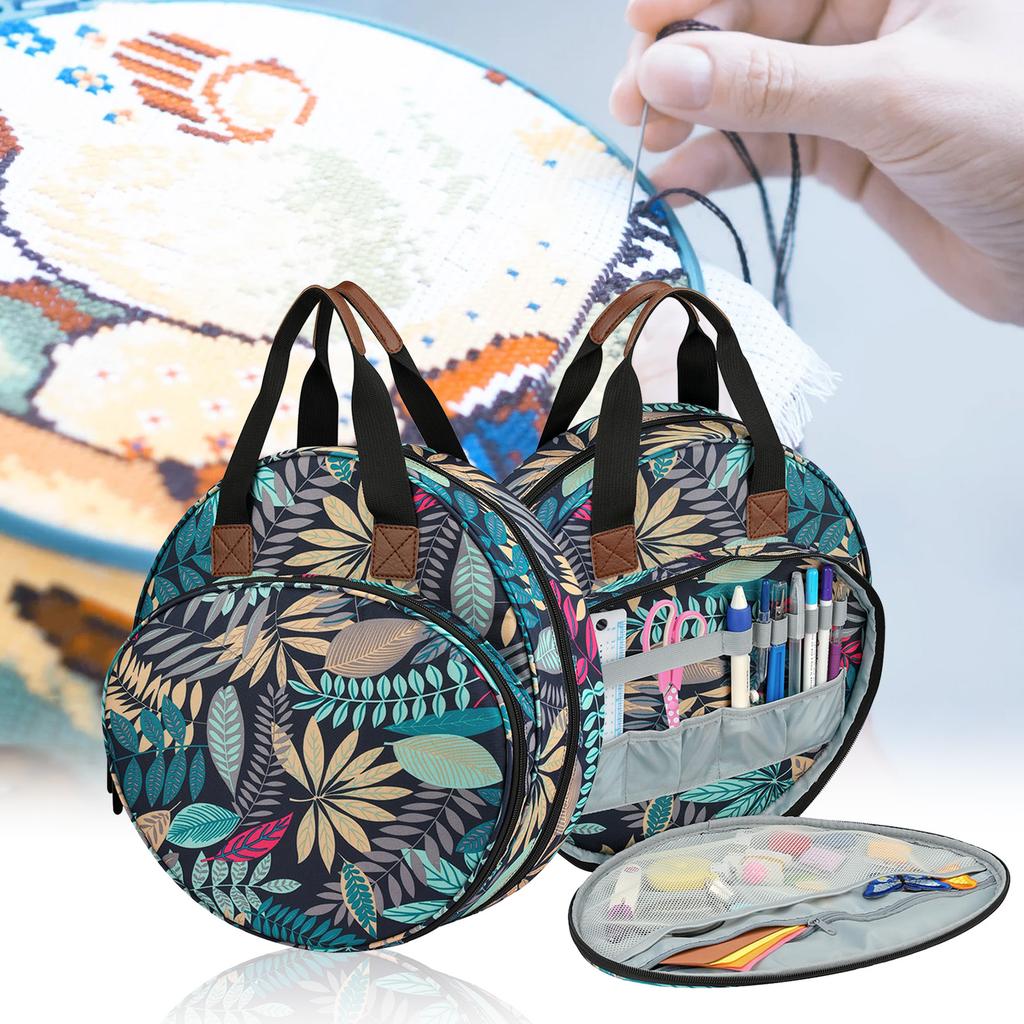 Portable Embroidery Storage Bag Fashionable Embroidery Project Kits Carrying Bag with Handle