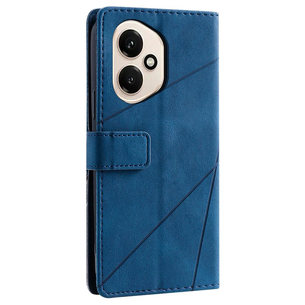 For Honor 400 5G (Global) Case Imprinted Lines PU Leather Splicing Wallet Phone Cover with Wrist Strap