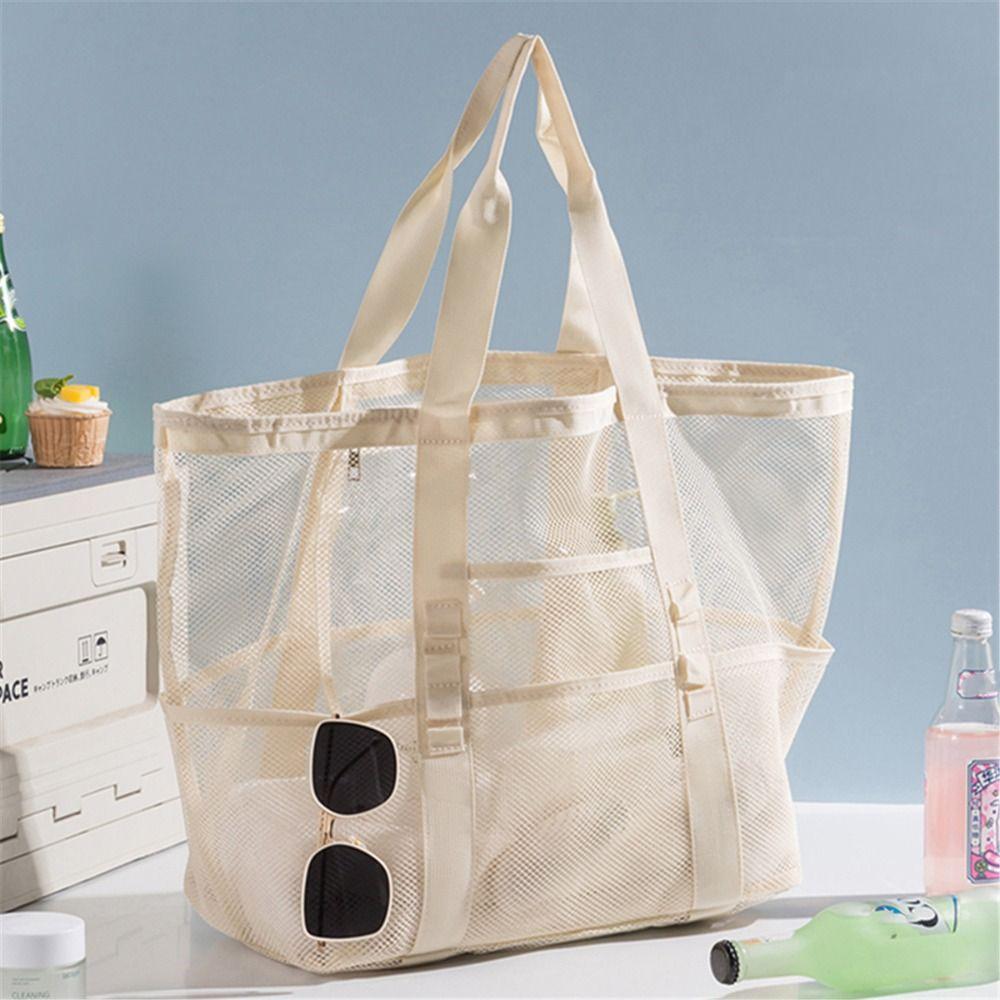 Large Capacity Mesh Beach Bag Hollow Out Swimming Bag Toiletry Bag Toiletry Storage Bag Men