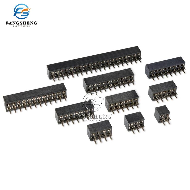 10pcs 2.54mm Double Row Straight Female 2-40P Pin Header Socket Connector 2x2/3/4/5/6/7/8/9/10/12/14/16/18/20/25/32/40Pin 2.54mm