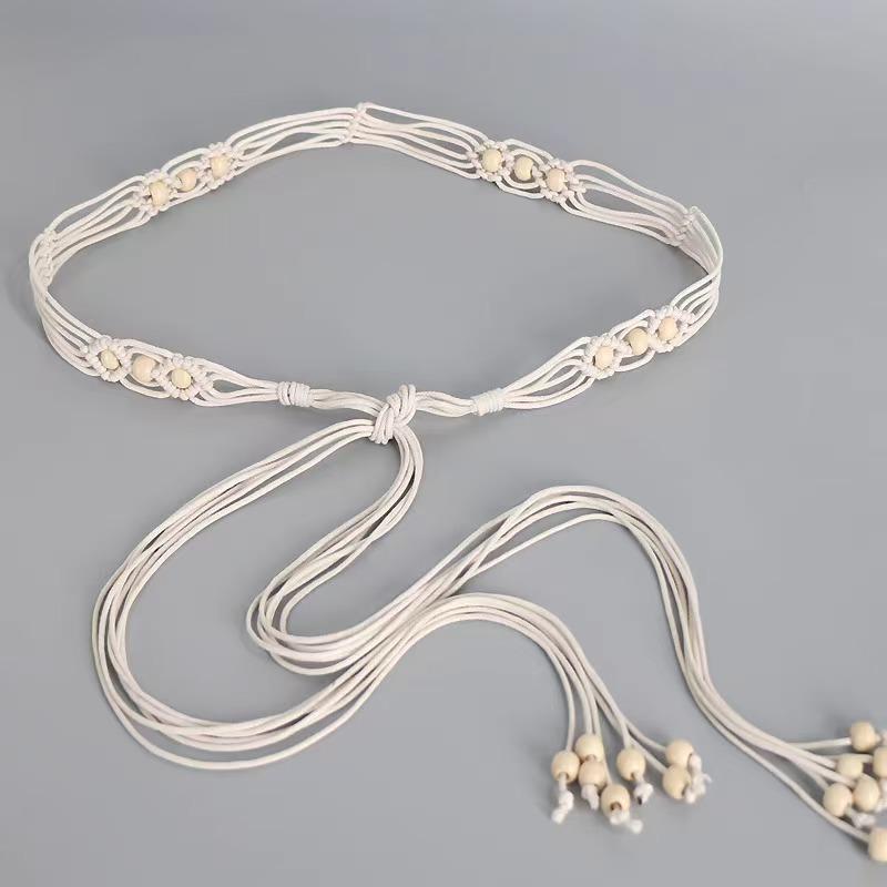 Ethnic Style Hand-woven Belt for Women's Skirt for Women Retro Tassel Thin Waist Chain Dress Waist-hugging Personality Accessories