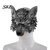 Wolf Costume Mask 3D Head Mask, High Elastic Lightweight Comfortable Werewolf Realistic with Adjustable Strap for Halloween Cosplay Party Photo Props