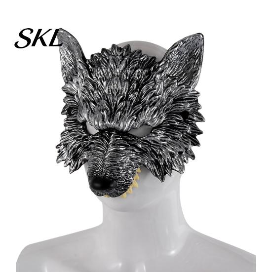 Wolf Costume Mask 3D Head Mask, High Elastic Lightweight Comfortable Werewolf Realistic with Adjustable Strap for Halloween Cosplay Party Photo Props