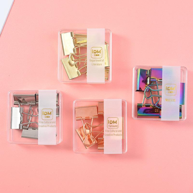 Набор из розово-золотых кнопок и скрепок с длинным хвостом — креативный офисный комплект