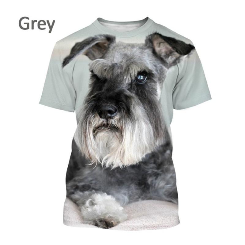 Уличная футболка в стиле Харадзюку с животным принтом, топ «Шнауцер Щенок», 3D футболка для мужчин и женщин, повседневная футболка с милой собакой