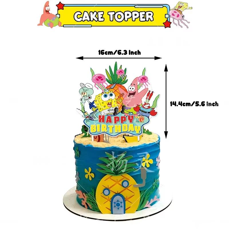 Cartoon Sponge-Bobs Party Favors Bracelet Keychain Stickers Goody Bags Fillers Carnival Prizes Kids Party Gift Birthday Supplies 5