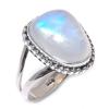 Natural Rainbow Moonstone Gemstone 925 Solid Sterling Silver Gift Ring S.7 W7Y36