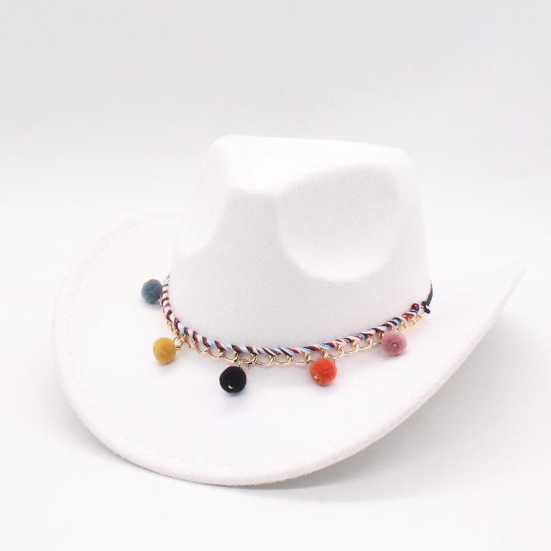 Autumn and winter new ethnic style big edge jazz hat western cowboy style hat Tibetan accessories fashion top hat