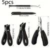 5PCS Stainless Steel Manicure Kit - Heavy Duty Nail Clippers Dead Skin Scissors & Nail Clippers with Nail File, Classic Black Handle