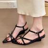 Shoes for Women 2025 Hot Sale New Pointed Toe Wedge Buckle Strap Women's Sandals Sexy Concise Solid Low-heel Party Sandals Women