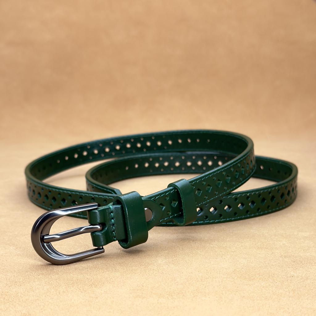 Женский полый кожаный ремень, женский повседневный универсальный ремень из коровьей кожи