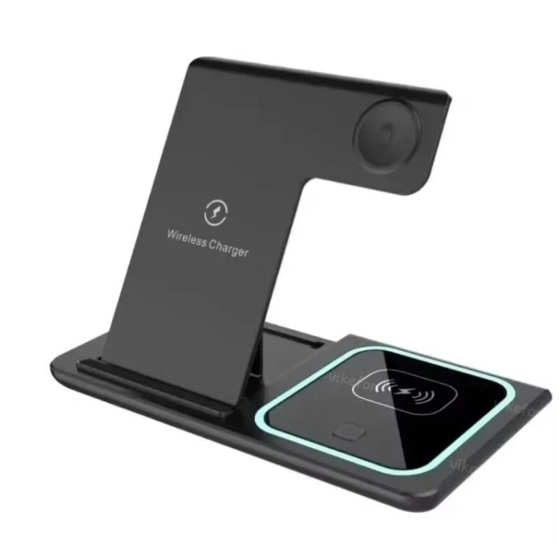 Быстрая беспроводная зарядная подставка 30 Вт LED 3 в 1 складная зарядная станция для iPhone 16 15 14 13 12 Watch 9 8 7 6 Airpods Pro