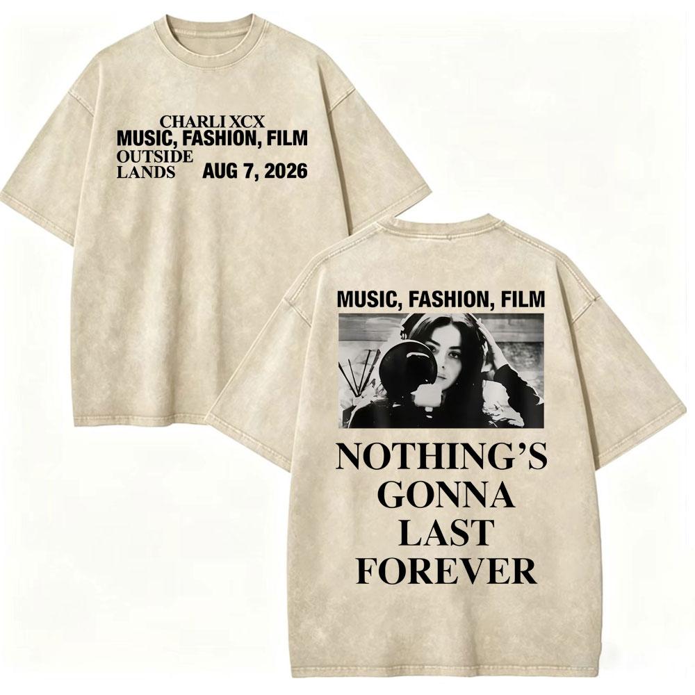 Vintage Washed Singer Charli Xcx Album Graphic T Shirts Music Fashion Film Tour 2026 T-shirt Men Women Casual Summer T-shirts
