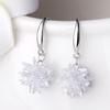 Женские винтажные корейские модные элегантные антиаллергенные посеребренные серьги 925 пробы с простым кристаллом, ледяным цветком, висячие серьги, женские украшения для ушей, рождественские подарки