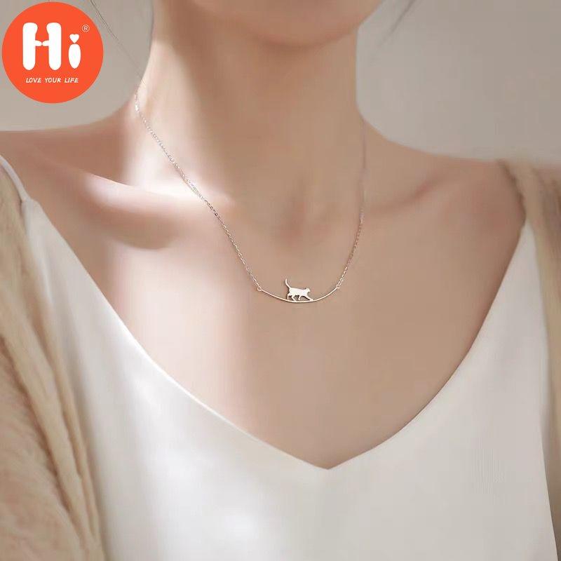 Элегантное серебряное ожерелье с изображением кота, женское модное ожерелье-цепочка на ключицу, ювелирное изделие для свадебной вечеринки, подарки на годовщину
