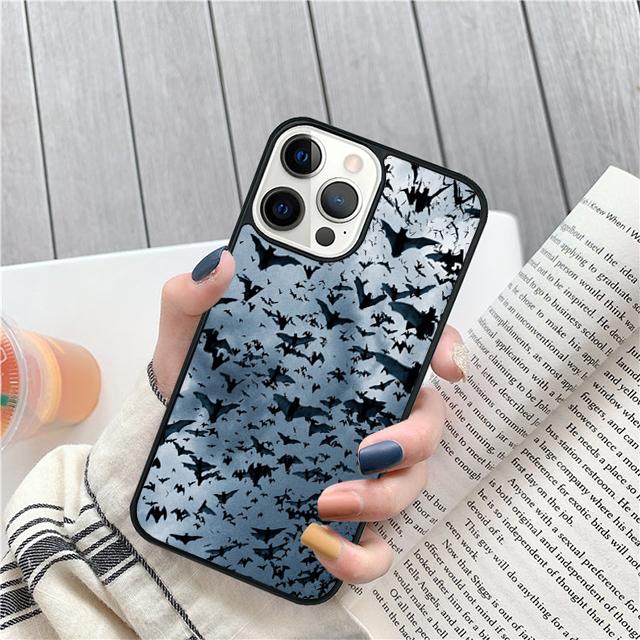 Коллаж Летучие Мыши-Вампиры Чехол-Ракушка Для iPhone 17 Air 15 16e 14 13 12 Pro Max 11 Pro Max Plus Чехол для Телефона