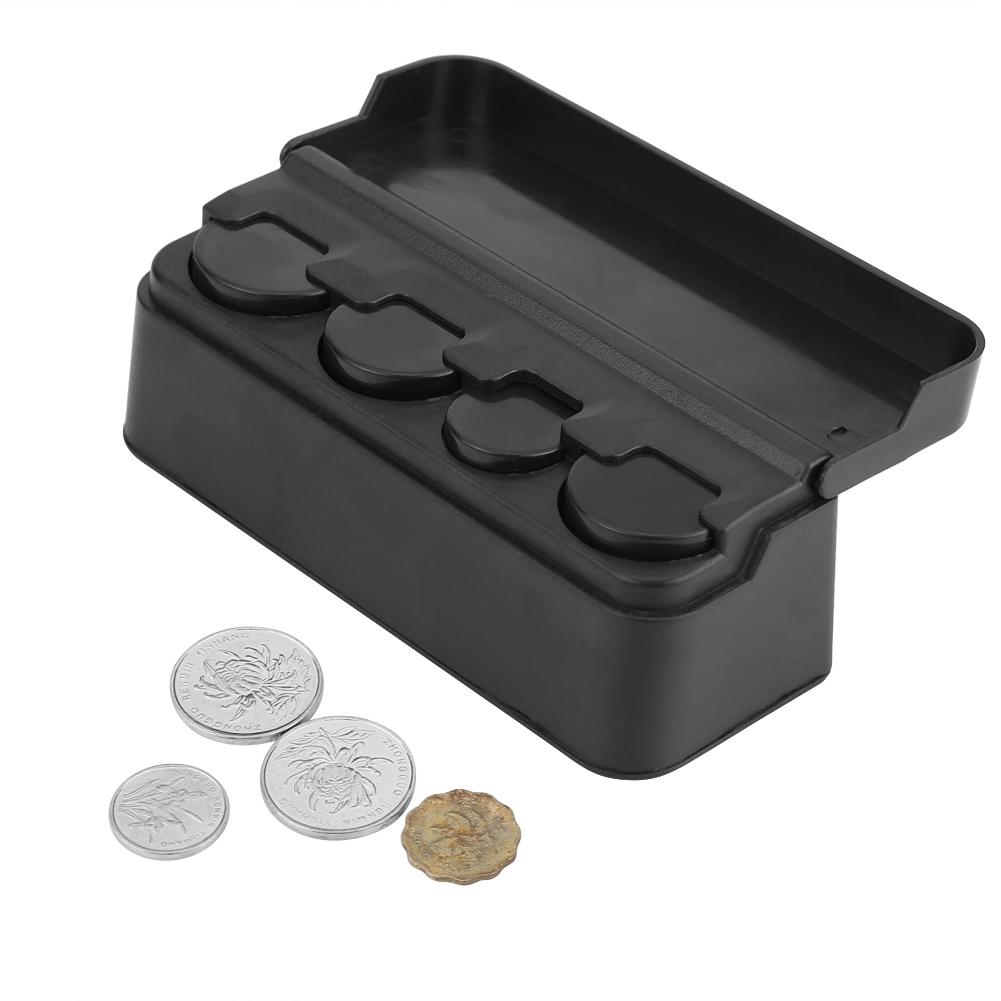 Universal Car Interior Plastic Coin Case Storage Box Holder Change Container Organizer Black
