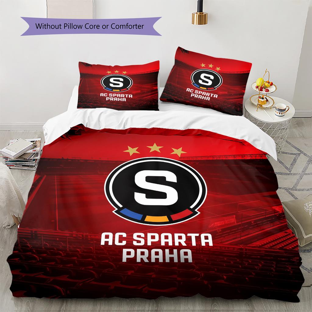 Sparta Prague football logo Pattern Bedding Home Decoration Birthday Gift (1 * duvet cover + 2 * pillowcase, without core)