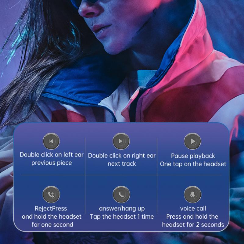 Новый продукт Bluetooth-гарнитура TWS с шумоподавлением и низкой задержкой в ​​ухе Bluetooth-гарнитура с сенсорным номером