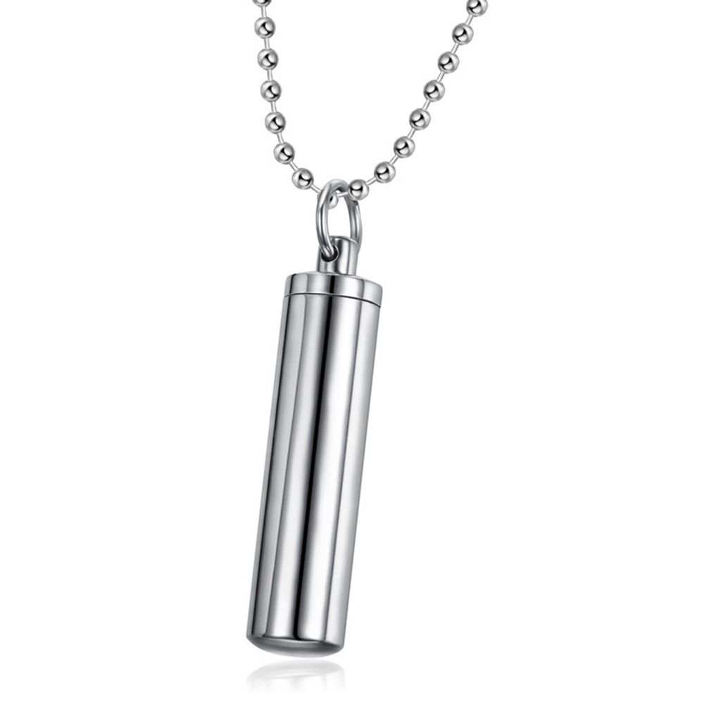 Beads Chain Openable Cylindrical Tube Wishing Bottle Necklace Perfume Vial Pendant Stainless Steel