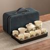 High-end Huang Ru Kiln Travel Kung Fu Tea Set Household Portable Cover Bowl Teacup Teapot Light Luxury Business Gifts