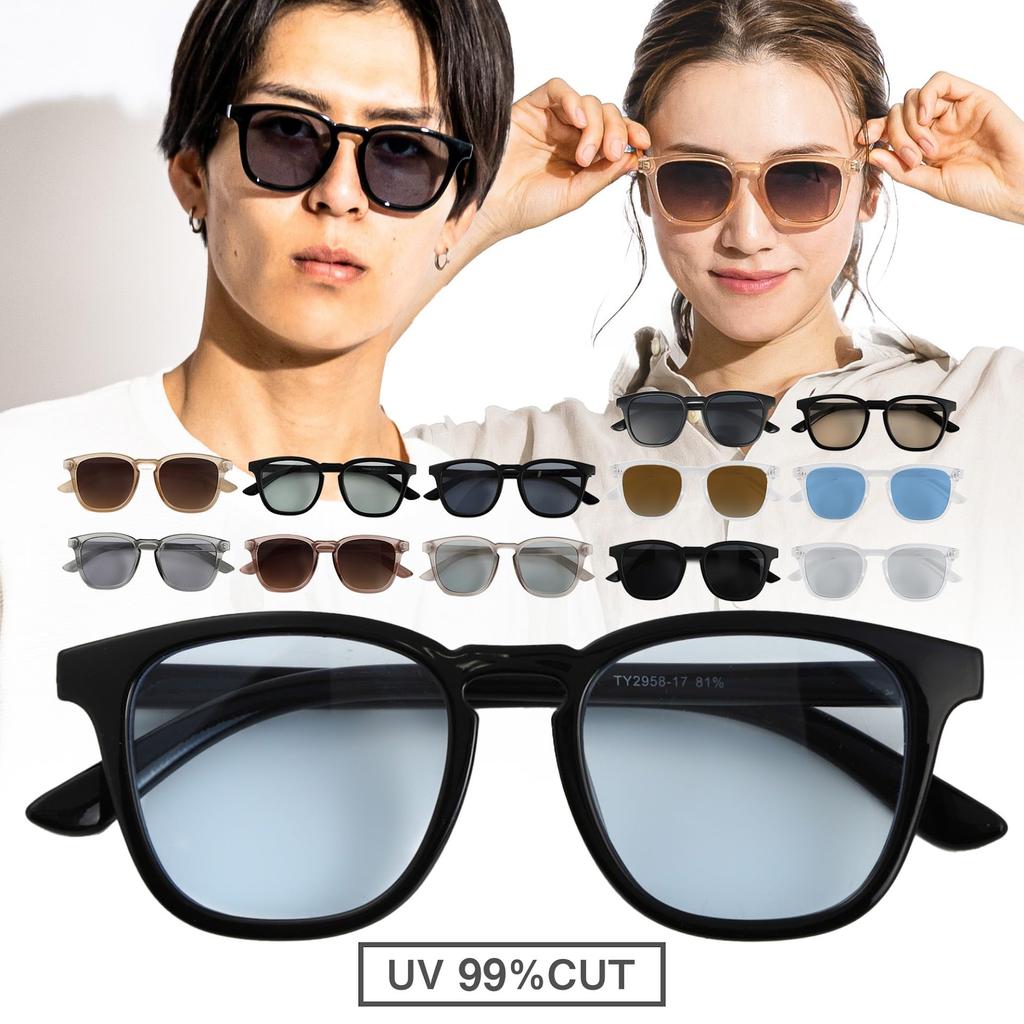 Прозрачный Прозрачный Средний Для УФ-защиты от УФ-излучения [Puente] Солнцезащитные очки, Мужские, Стильные, Женские, Серые, Серые, Прозрачные, Оправа, Серые, Квадратные, Плоские, Квадратные,