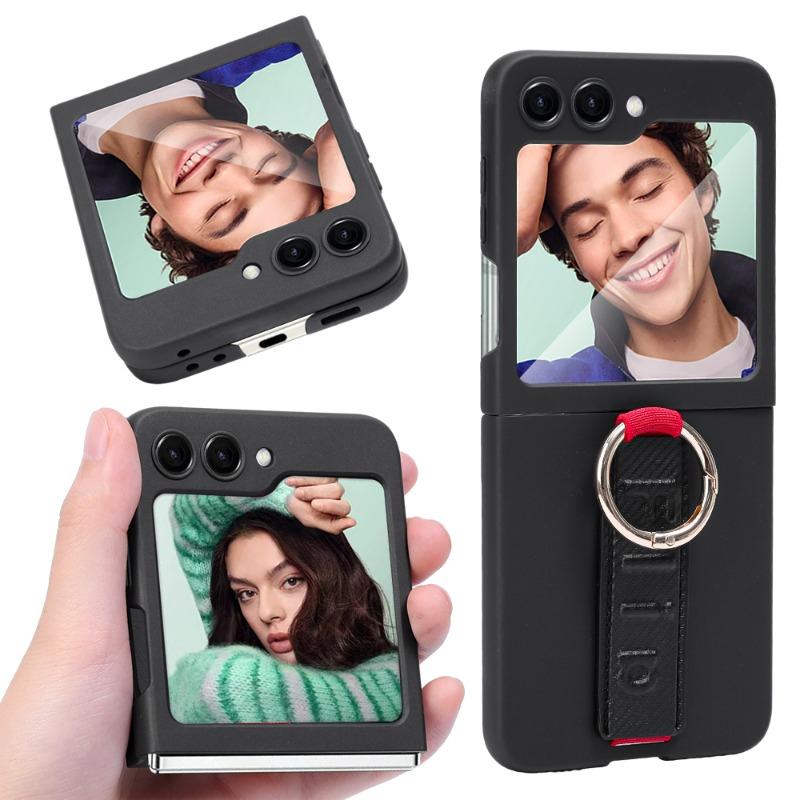 Для Samsung Galaxy Z Flip 5 5G Чехол Модный браслет Защитный чехол Z Flip5 Высококачественный жесткий чехол для ПК с держателем для кольца на палец Противоударные чехлы